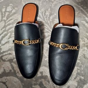 COACH Backless Loafers Saffiano Leather NIB
